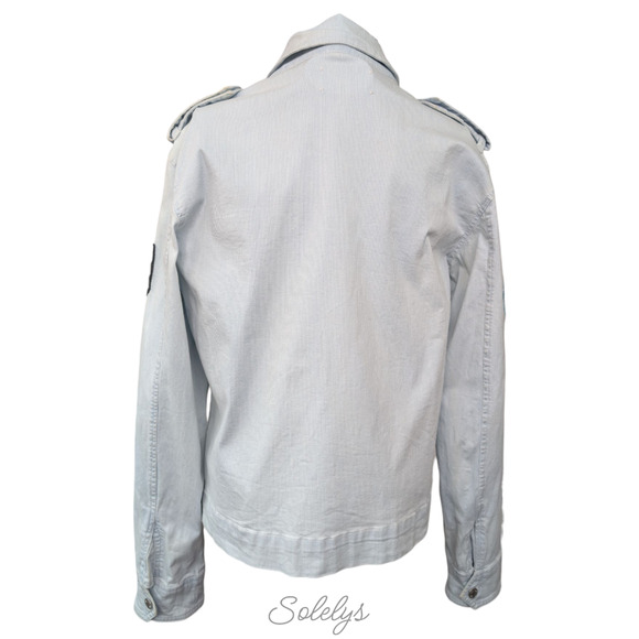 Zadig & Voltaire Kavy Rae Light Blue Cotton Military Utility Jacket Patch Medium - Picture 7 of 15